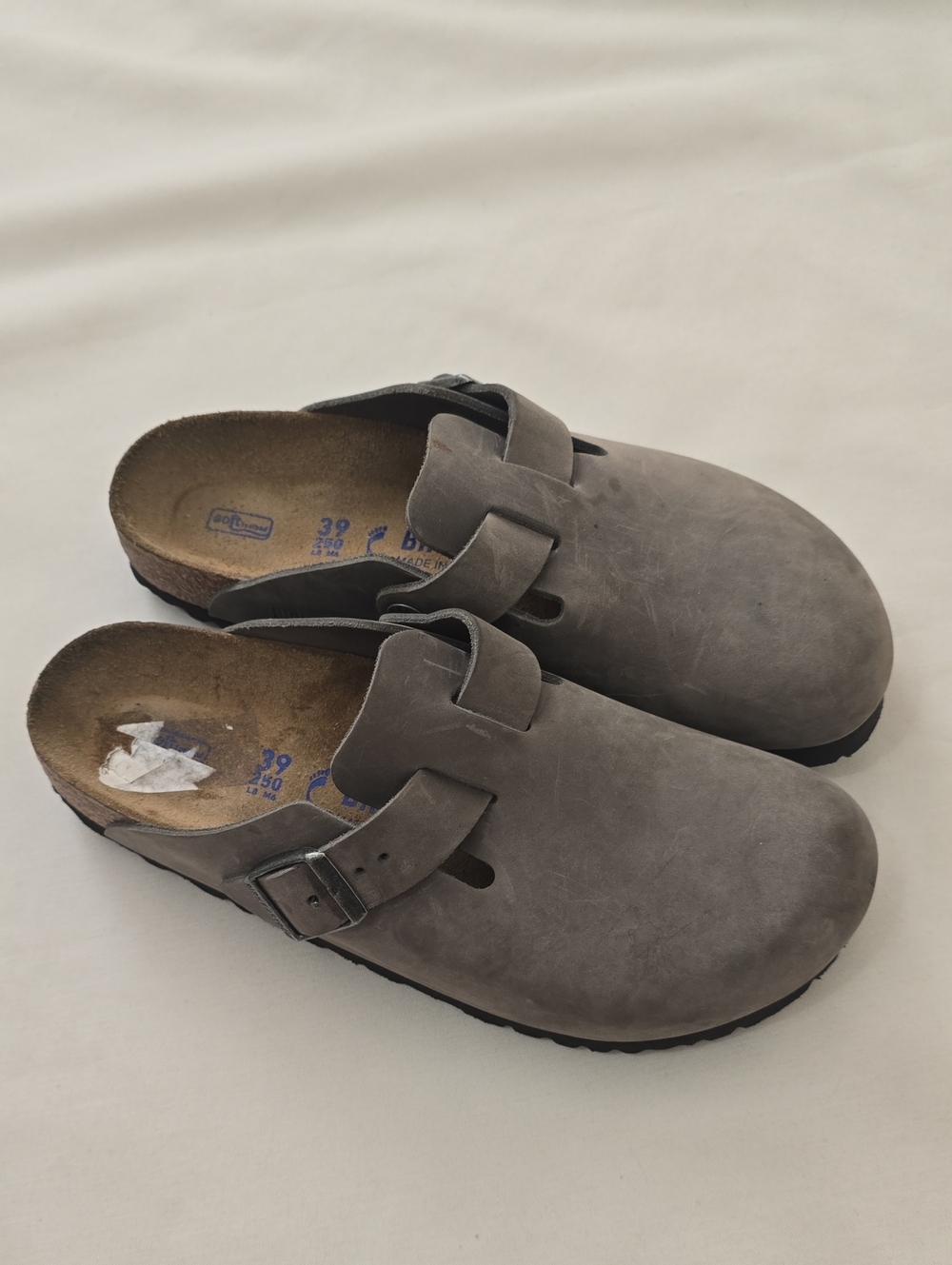 Birkenstock Boston Soft Bed Gray Slip-On Clog with Adjustable Buckle (Unisex)